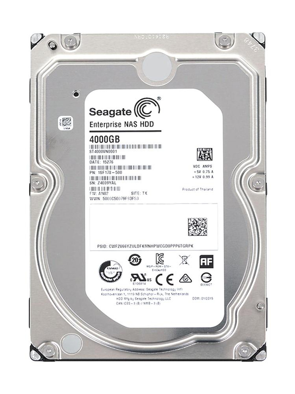 1SF178-500 Seagate Enterprise NAS 4TB 7200RPM SATA 128MB Cache 3.5-inch Internal Hard Drive