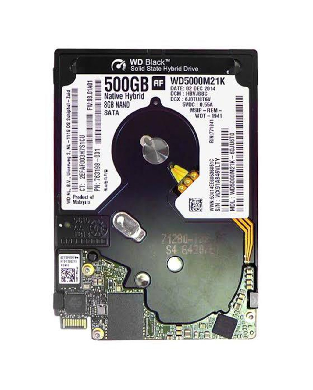 763198-001 HP 500GB 5400RPM SATA 6Gbps 16MB Cache 8GB NAND SSD UltraSlim 2.5-inch Internal Hybrid Hard Drive