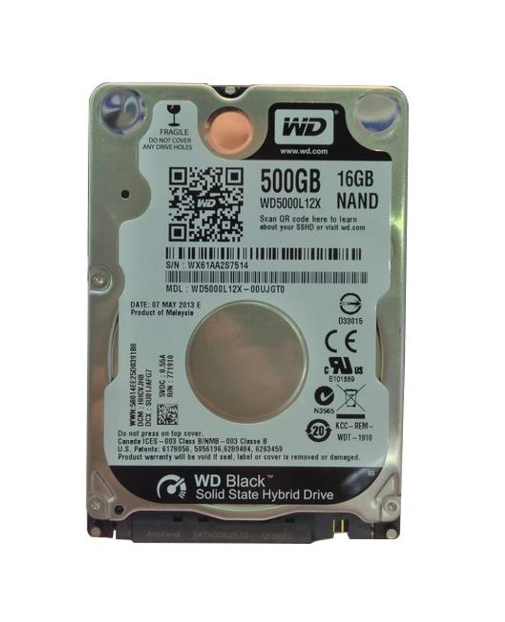 WD5000L12X Western Digital Black SSHD 500GB 5400RPM SATA 6Gbps