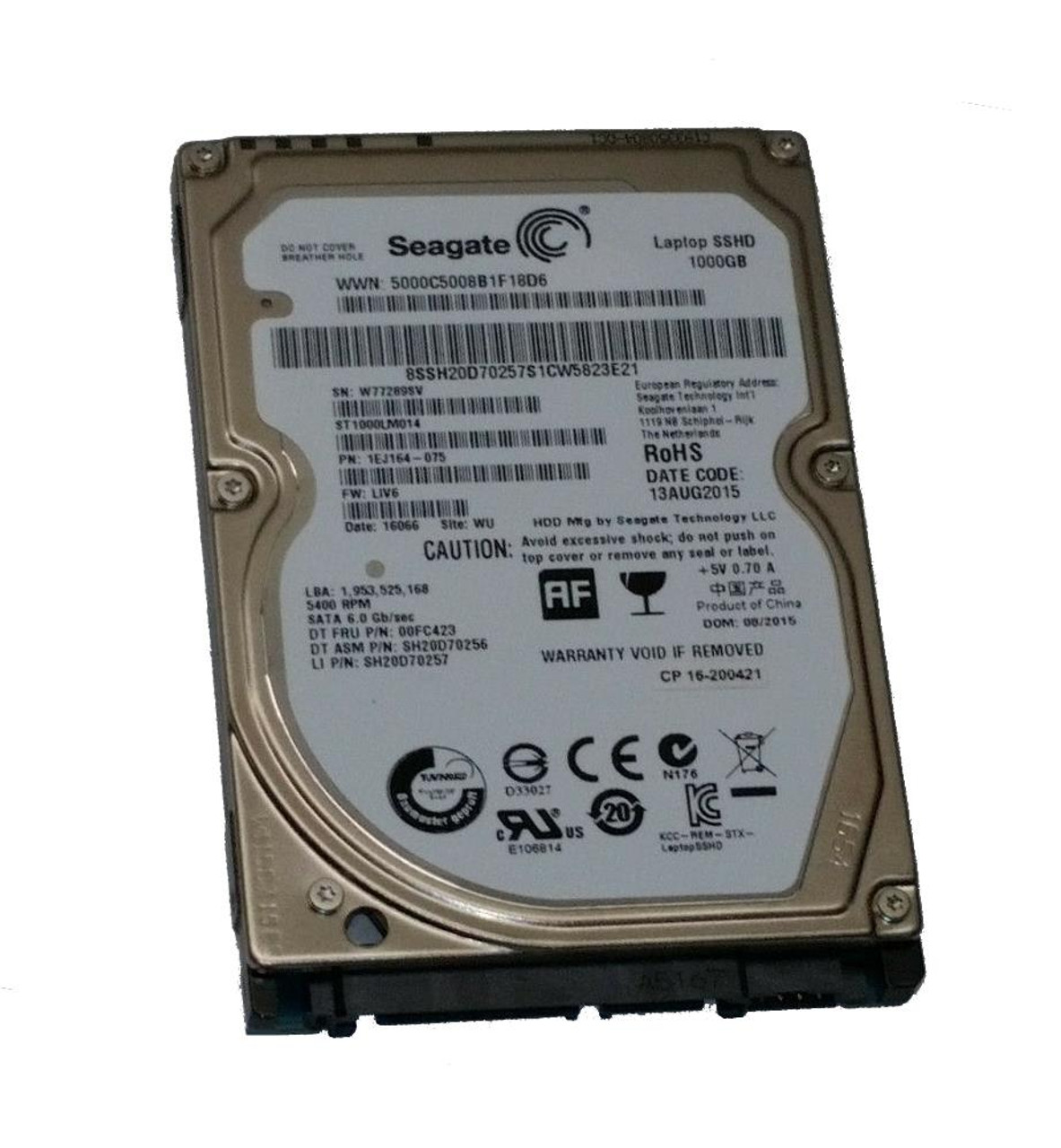 00FC423 Lenovo 1TB 5400RPM SATA 6Gbps 64MB Cache 8GB MLC NAND SSD 2.5-inch Internal Hybrid Hard Drive