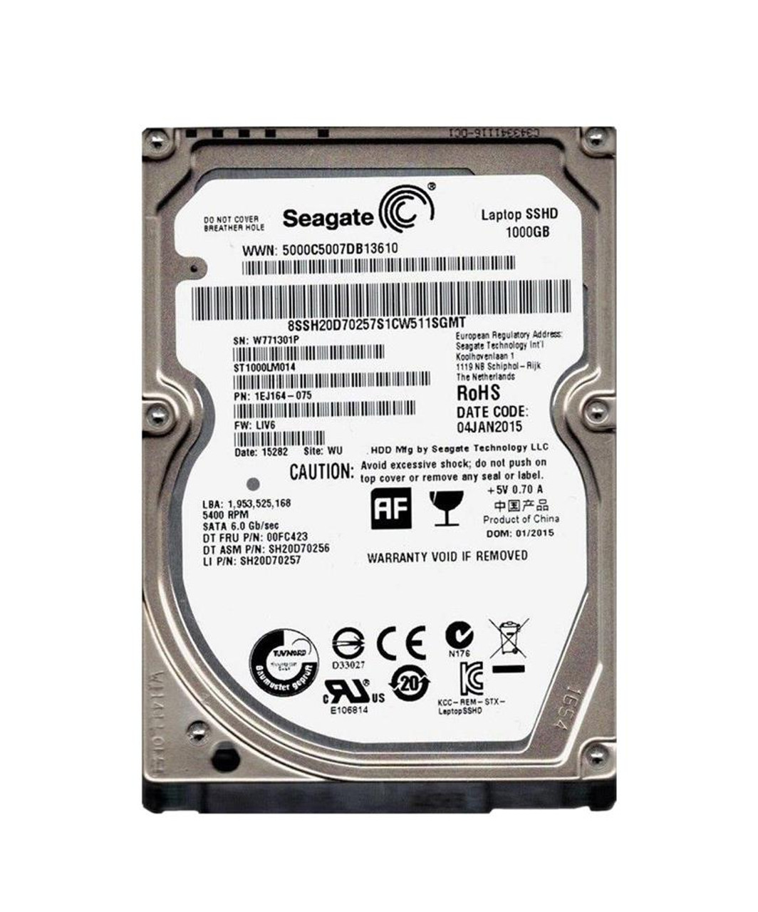 1EJ164-075 Seagate Laptop SSHD 1TB 5400RPM SATA 6Gbps 64MB Cache 8GB MLC  NAND SSD 2.5-inch Internal Hybrid Hard Drive