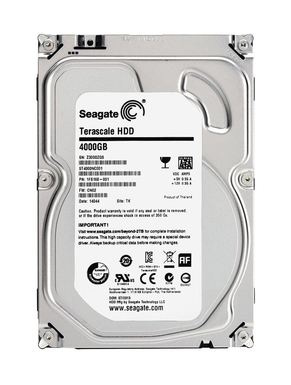 ST4000NC001 Seagate Terascale HDD 4TB 5900RPM SATA 6Gbps 64MB Cache (512e)  3.5-inch Internal Hard Drive