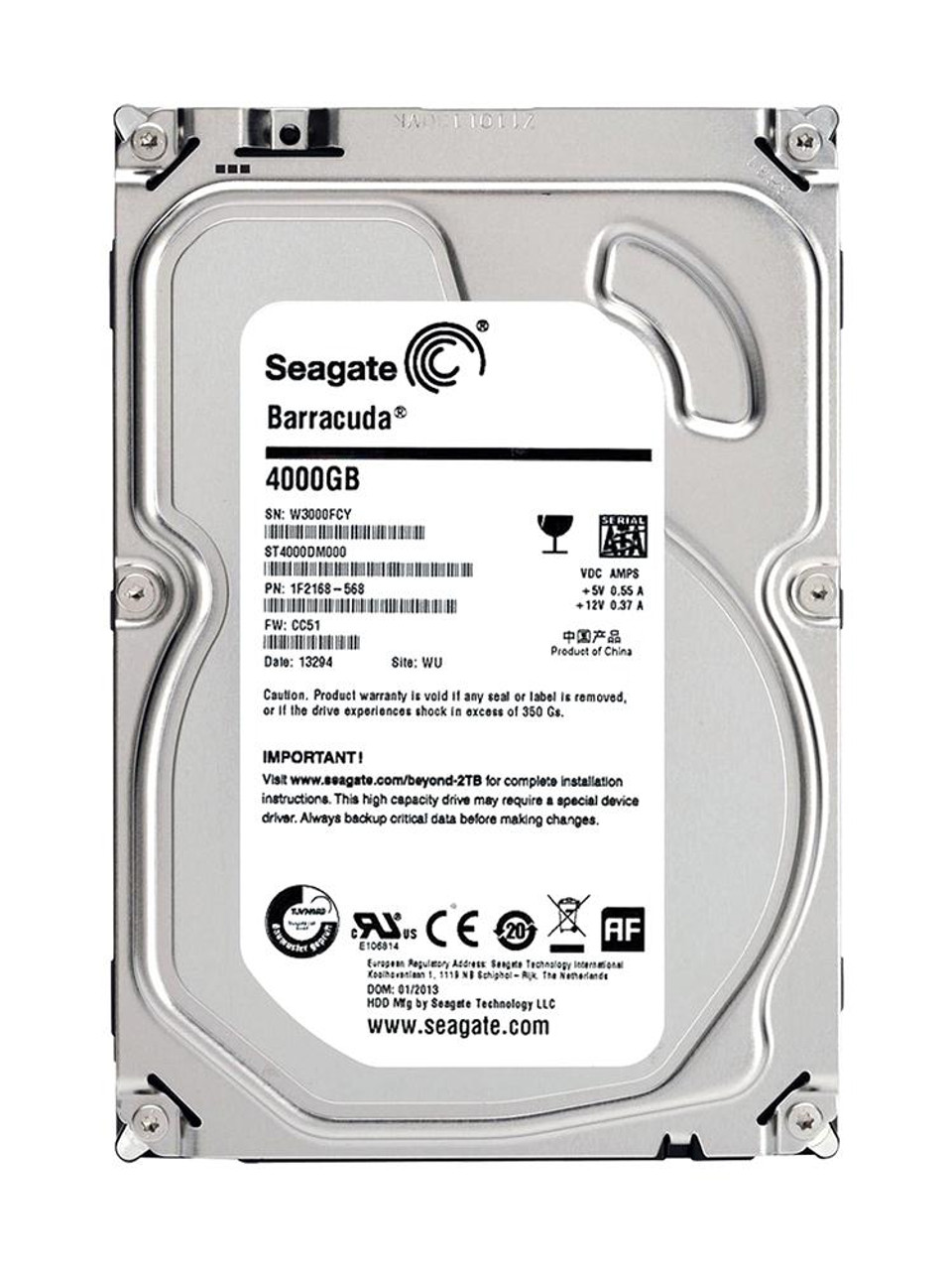 ST4000DM000 Seagate Desktop HDD.15 4TB 5900RPM SATA 6Gbps 64MB Cache 3.5-inch Internal Hard Drive