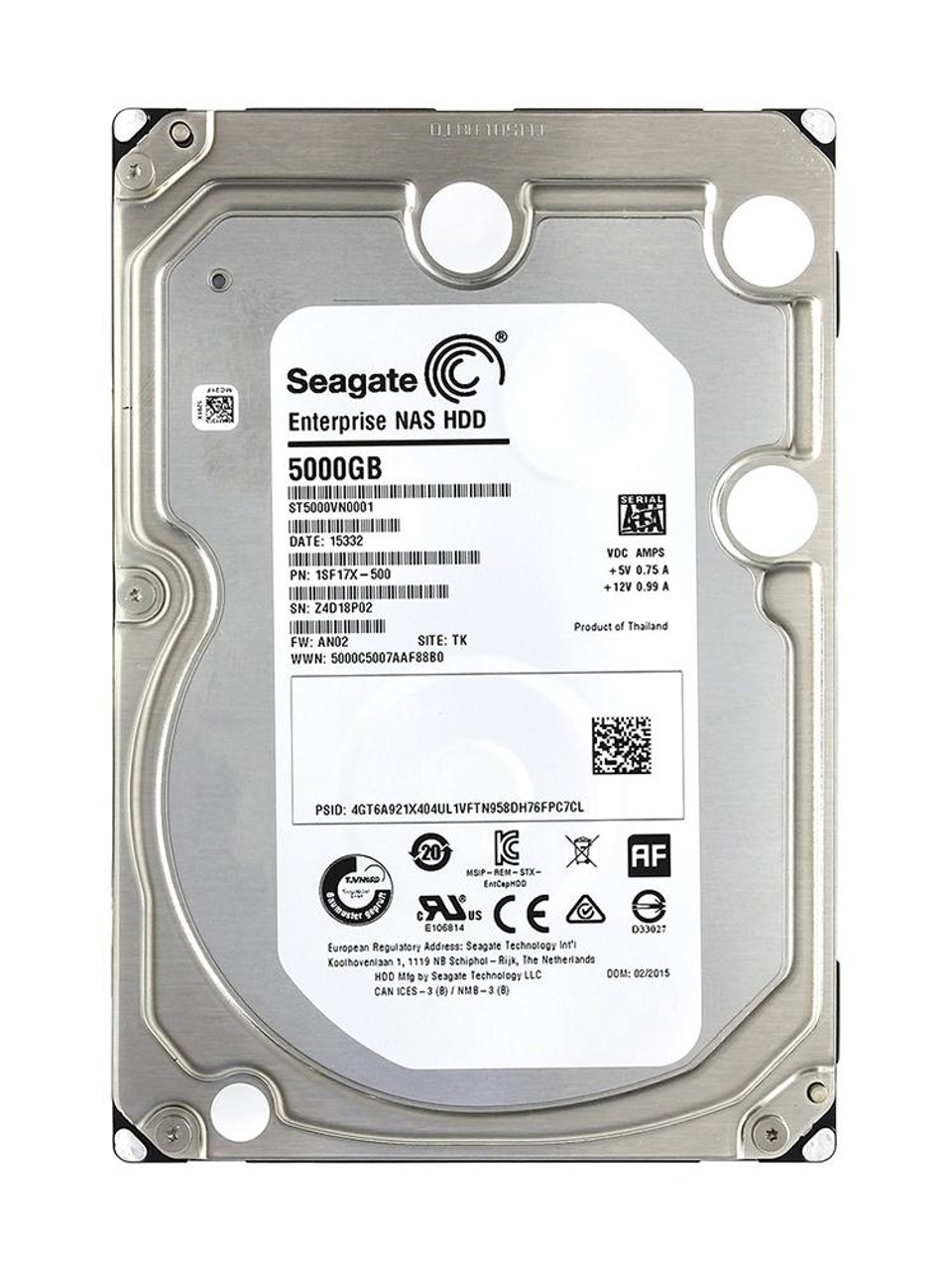 1SF17X-500 Seagate Enterprise NAS 5TB 7200RPM SATA 6Gbps 128MB Cache 3.5-inch Internal Hard Drive