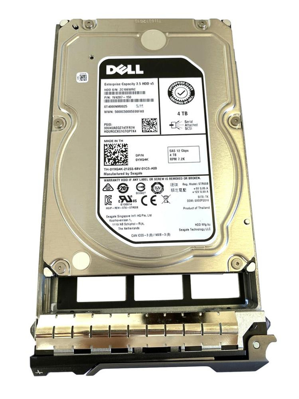 YXG4K Dell 4TB 7200RPM SAS 12Gbps Nearline Hot Swap 3.5-inch Internal Hard Drive with Tray