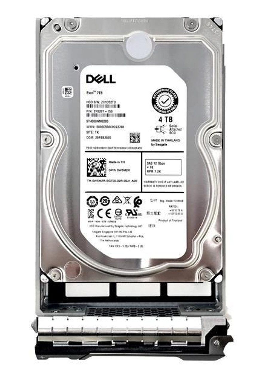 400-AIWW Dell 4TB 7200RPM SAS 12Gbps Nearline Hot Swap 3.5-inch Internal Hard Drive with Tray
