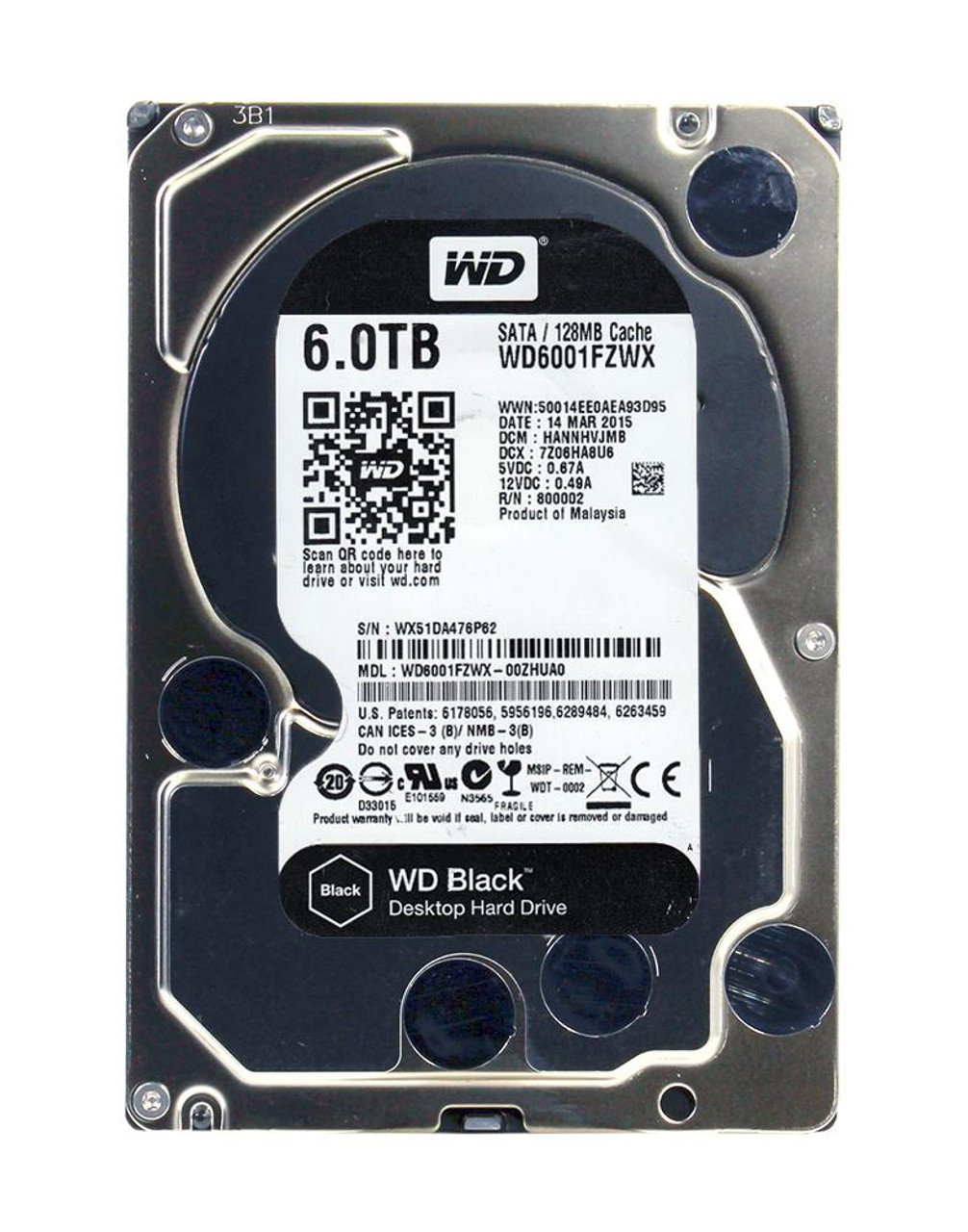 【低価高品質】WD WD6001FZWX Black 6TB/7200rpm メモリー