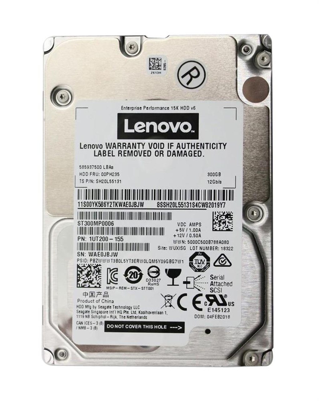 00PH235 Lenovo 300GB 15000RPM SAS 12Gbps 128MB Cache (512n) 2.5-inch Internal Hard Drive