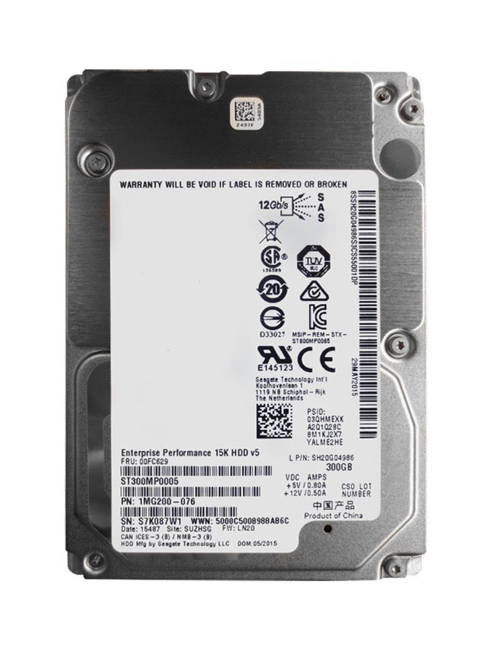 00FC629 Lenovo 300GB 15000RPM SAS 12Gbps 128MB Cache (512n) 2.5-inch Internal Hard Drive