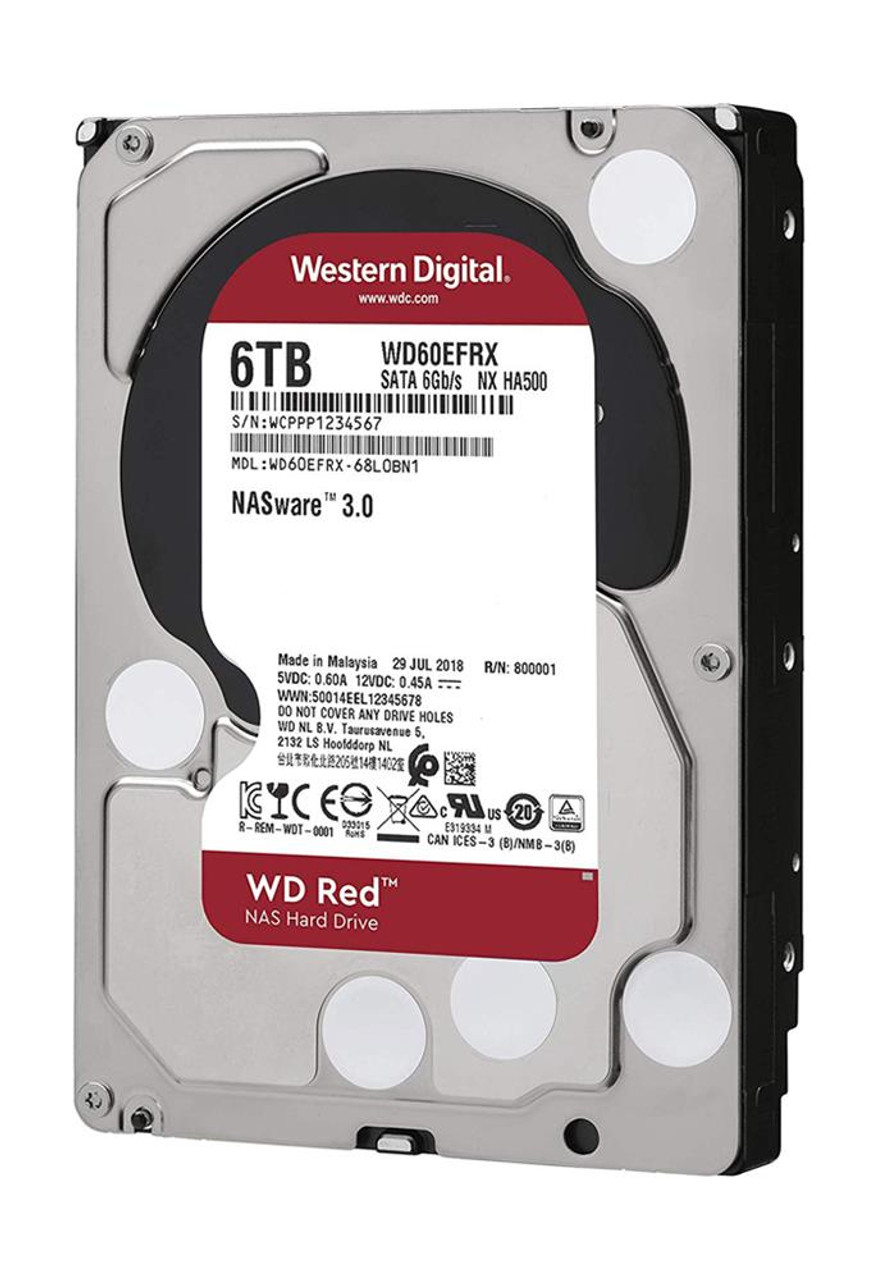 WD60EFRX-68LOBN1 Western Digital Red 6TB 5400RPM 6Gbps 64MB 3.5-inch Internal Hard Drive