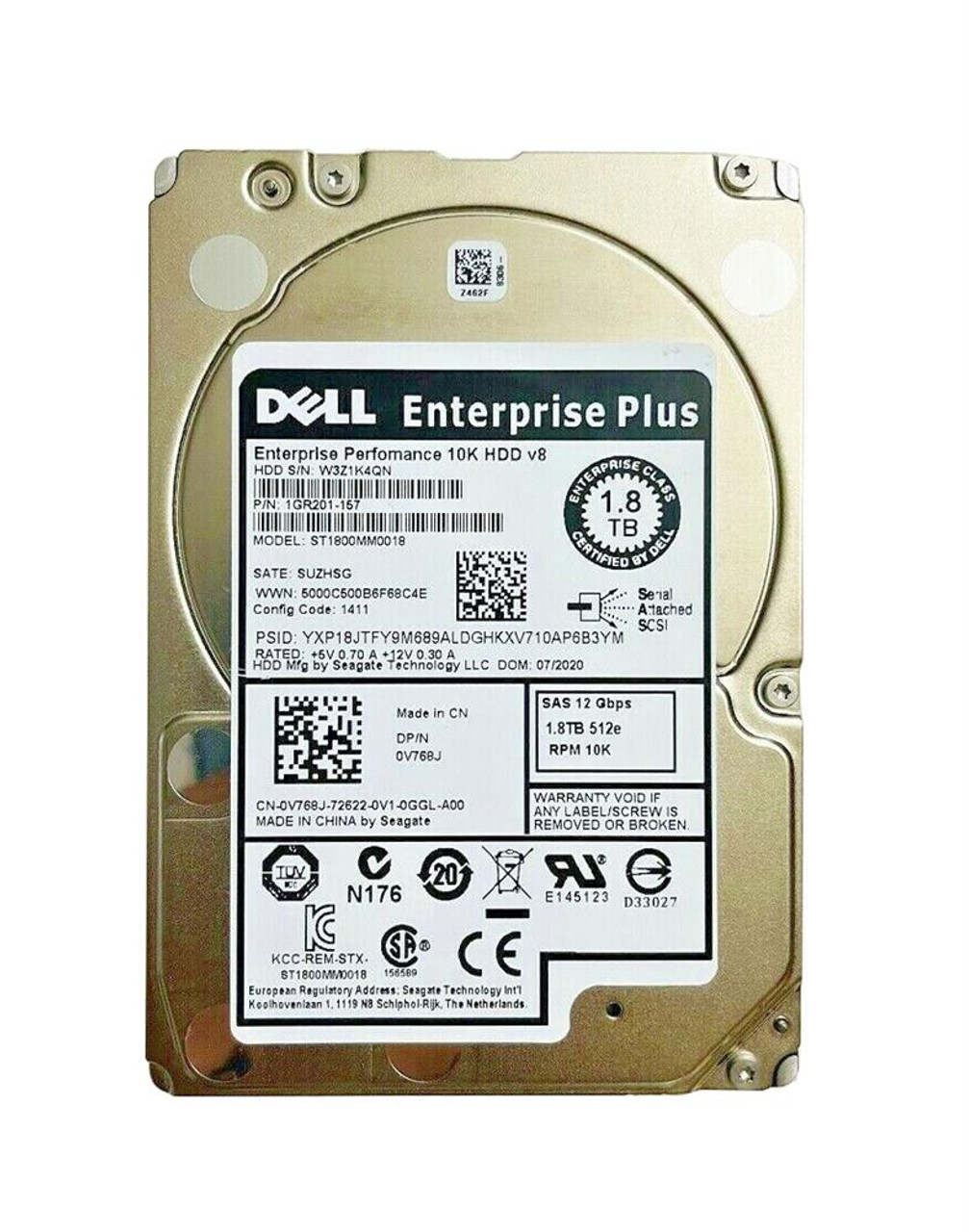 07V68J Dell 1.8TB 10000Rpm SAS 12Gbps 2.5 Inch Hard Drive