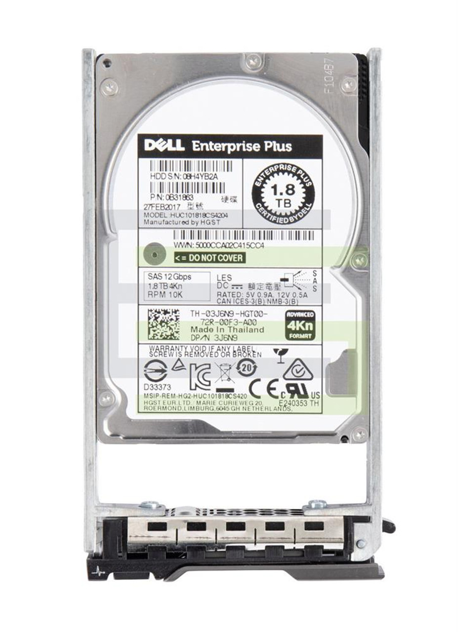 03J6N9 Dell 1.8TB 10000RPM SAS 12Gbps 128MB Cache (SE / 512e) 2.5-inch Internal Hard Drive