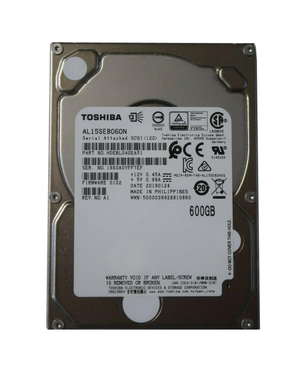 HDEBL04GEA51 Toshiba Enterprise Performance 600GB 10000RPM SAS 12Gbps 128MB Cache (512n) 2.5-inch Internal Hard Drive
