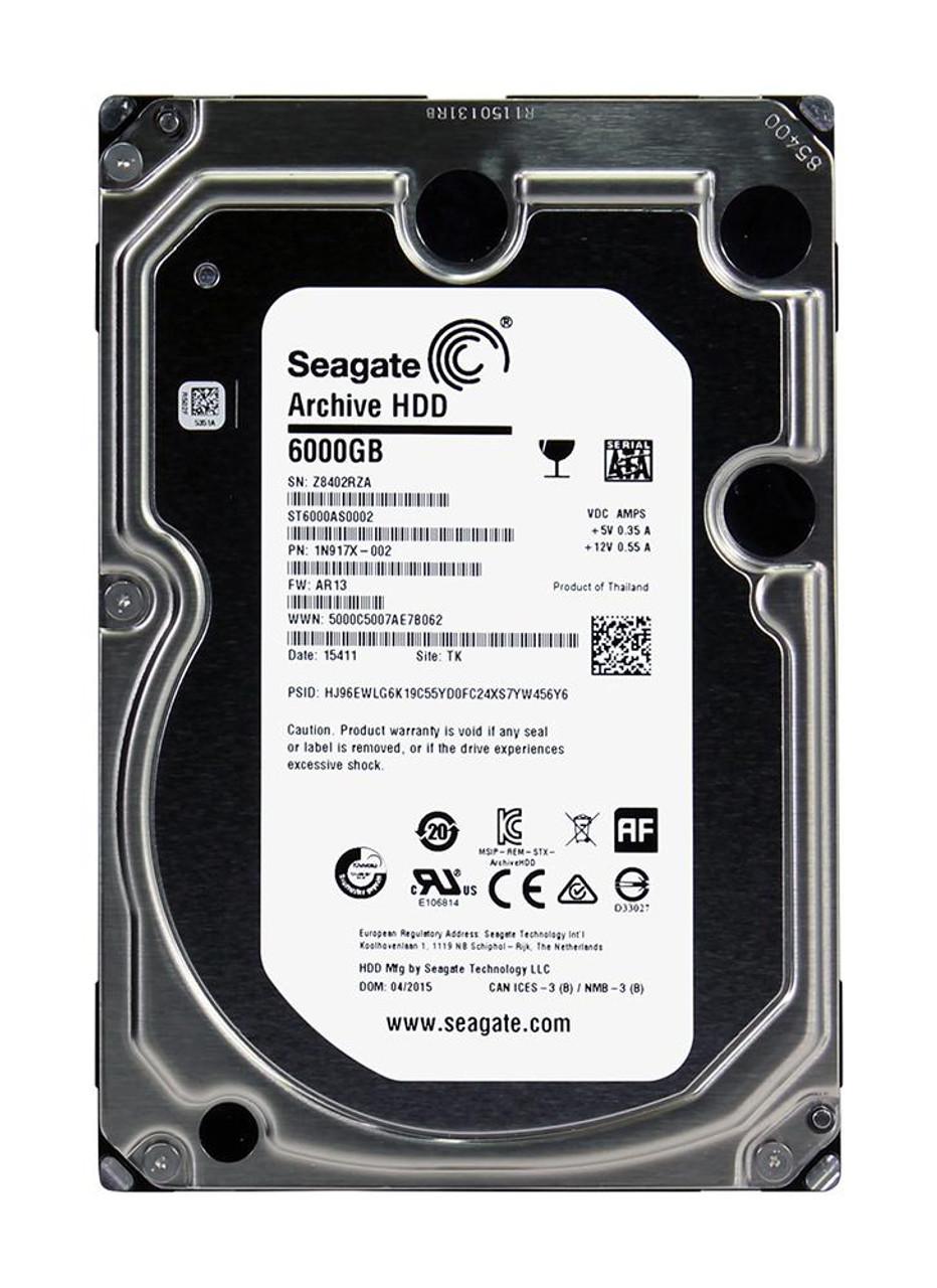 1N917X-002 Seagate Archive 6TB 5900RPM SATA 6Gbps 128MB Cache (512e) 3.5-inch Internal Hard