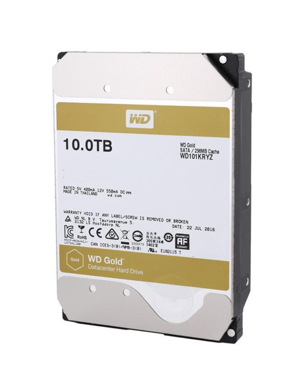 WD101KRYZ Western Digital Gold 10TB 7200RPM SATA 6Gbps 256MB Cache 3.5-inch  Internal Hard Drive