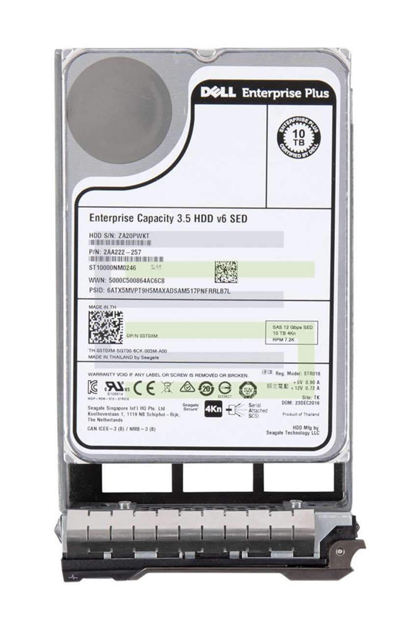 3T0XM Dell 10TB 7200RPM SAS 12Gbps Nearline 3.5-inch Internal Hard Drive