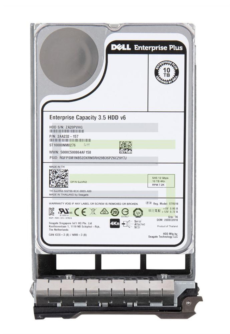 JJVN2 Dell 10TB 7200RPM SAS 12Gbps 3.5-inch Internal Hard Drive