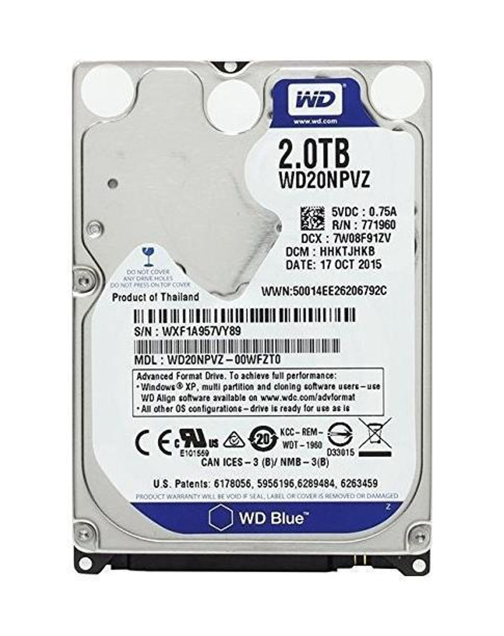 WD20NPVZ-40PK Western Digital Blue 2TB 5200RPM SATA 6Gbps 8MB Cache 2.5-inch Internal Hard Drive (40-Pack)