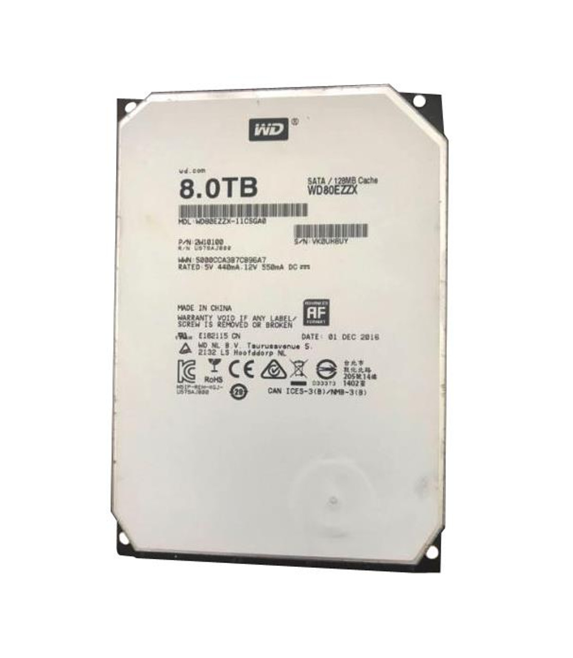 WD80EZZX Western Digital Red 8TB 5400RPM SATA 6Gbps 128MB Cache 3.5-inch Internal Hard Drive