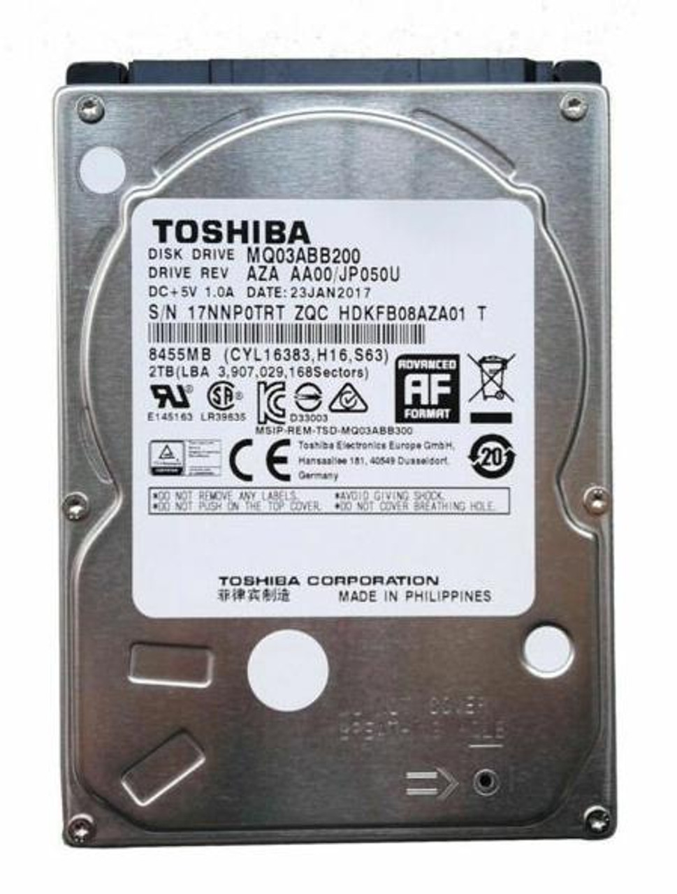 MQ03ABB200 Toshiba 2TB 5400RPM SATA 6Gbps 16MB Cache (512e) 2.5-inch Internal Hard Drive for External Storage