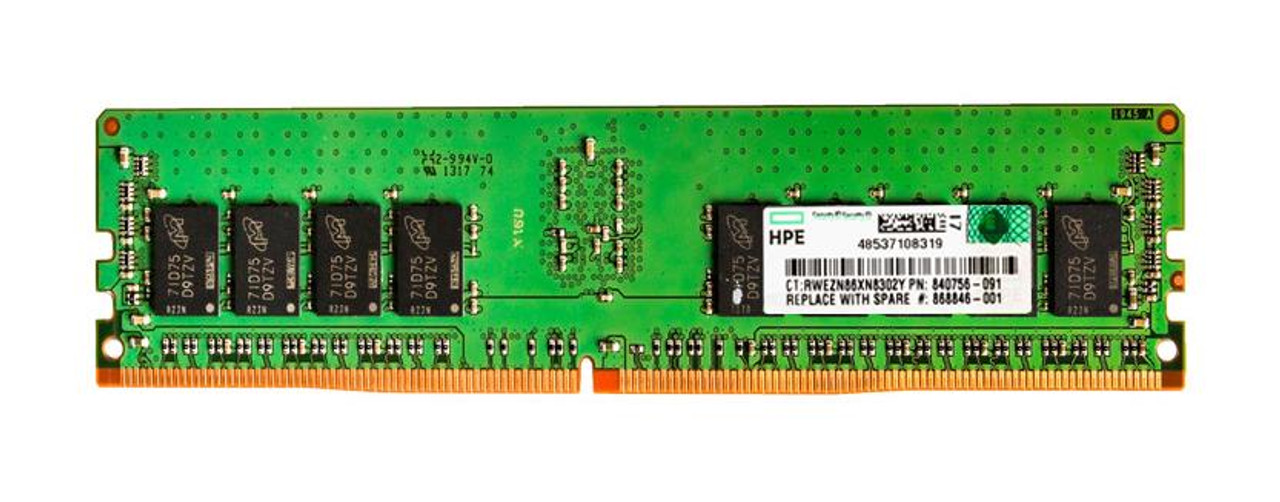 868846-001-NPM HPE 16GB PC4-21300 DDR4-2666MHz Registered ECC CL19 288-Pin DIMM 1.2V Dual Rank Memory Module