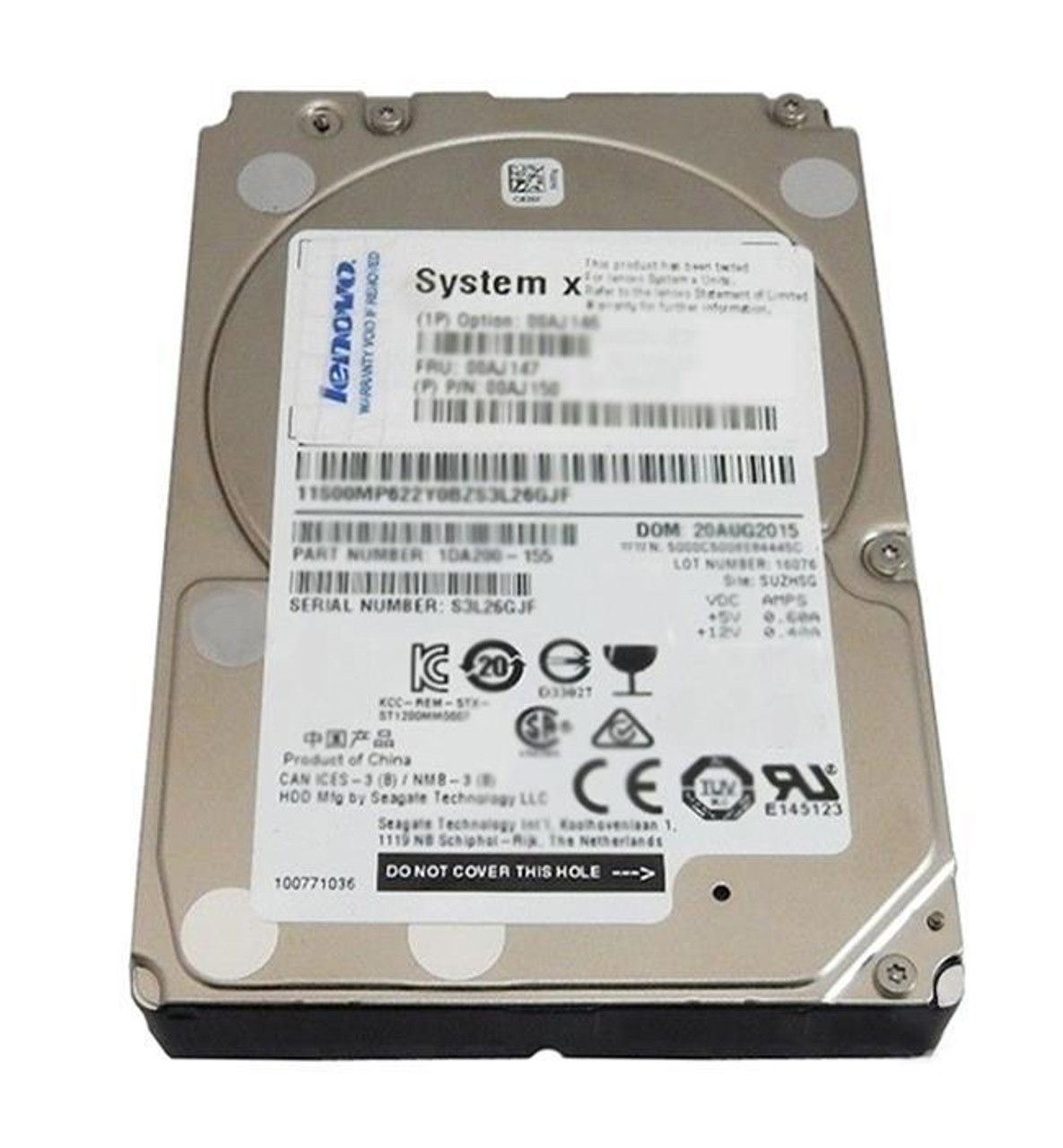 01GV040 Lenovo 900GB 15000RPM SAS 12Gbps Hot Swap (512e) 2.5-inch Internal Hard Drive with 3.5-inch Carrier for System x