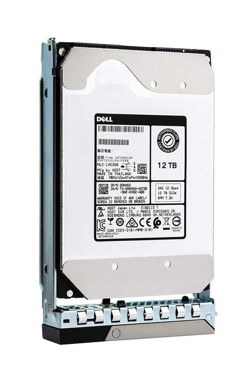 0DMRG6 Dell 12TB 7200RPM SAS 12Gbps Nearline 256MB Cache (512e) 3.5-inch Internal Hard Drive