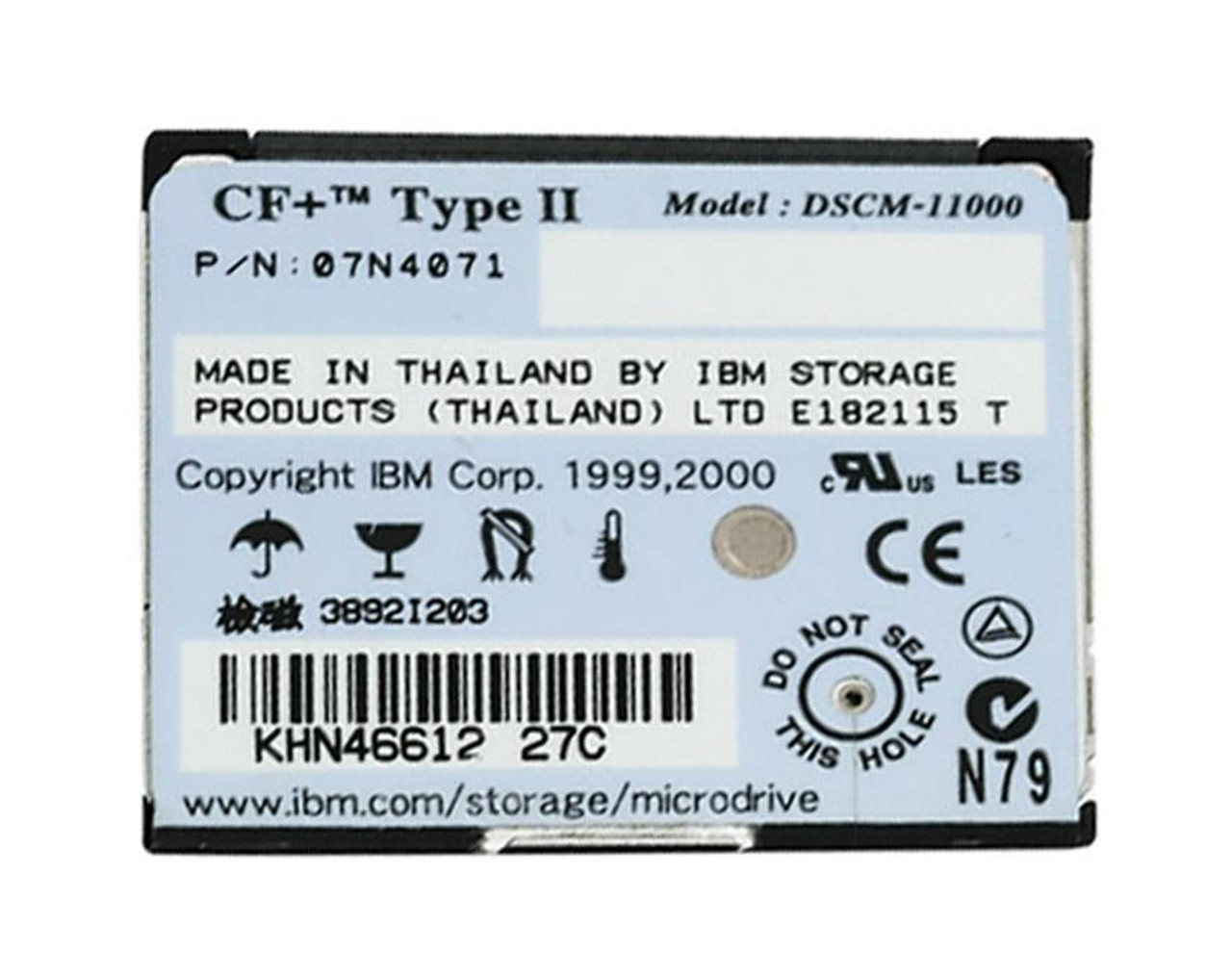 07N4071-20PK IBM Microdrive 1GB 3600RPM CompactFlash (CF+) Type II 128KB Cache 1.8-inch Internal Hard Drive (20-Pack)