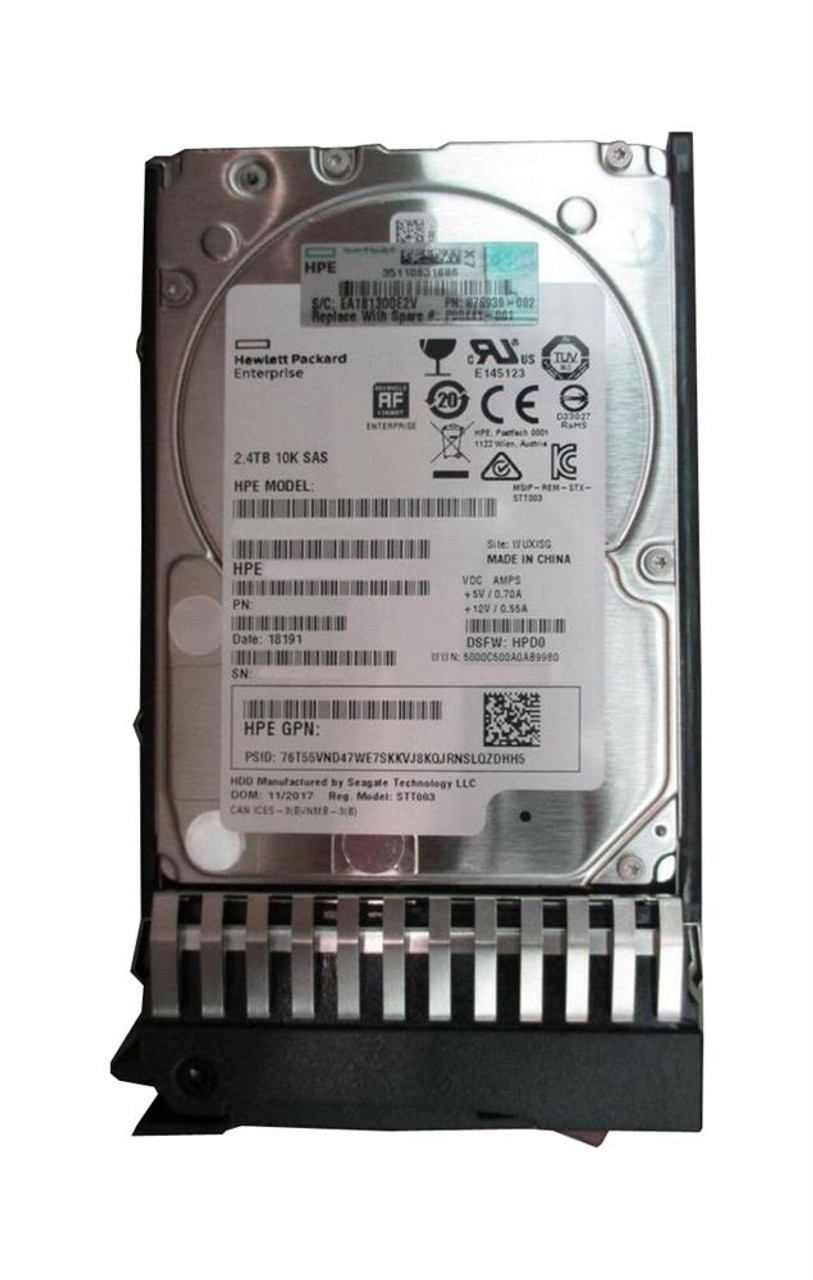 P02270-001 HPE 2.4TB 10000RPM SAS 12Gbps Dual Port Hot Swap (512e) 2.5-inch Internal Hard Drive