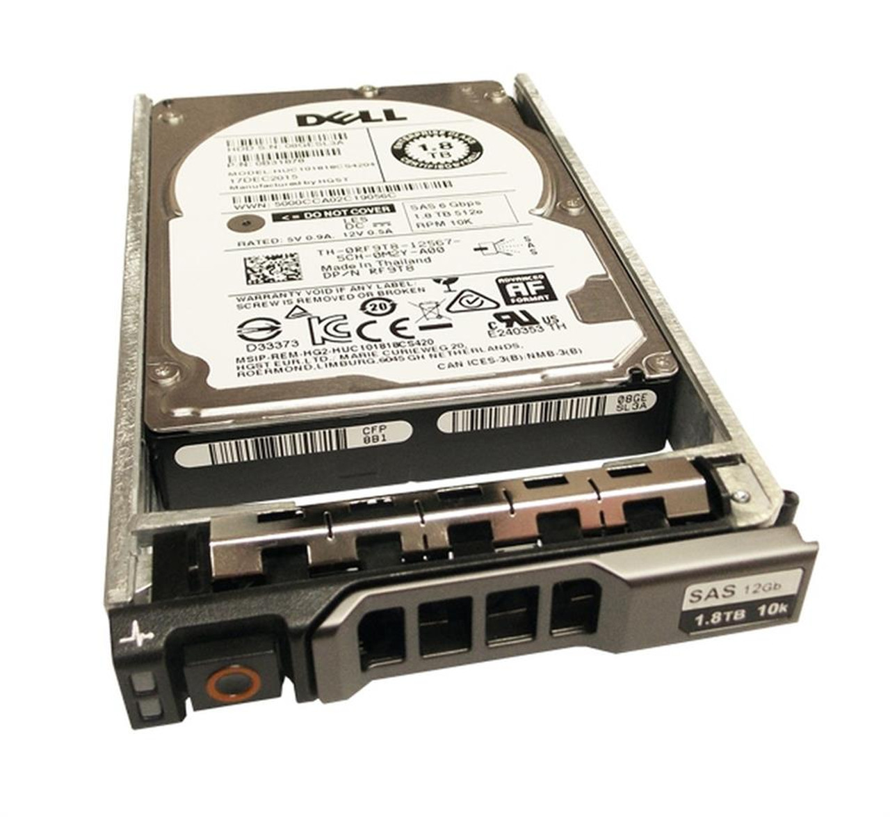 400-AYKF Dell 1.8TB 10000RPM SAS 12Gbps 2.5-inch Internal Hard Drive with 3.5-inch Carrier