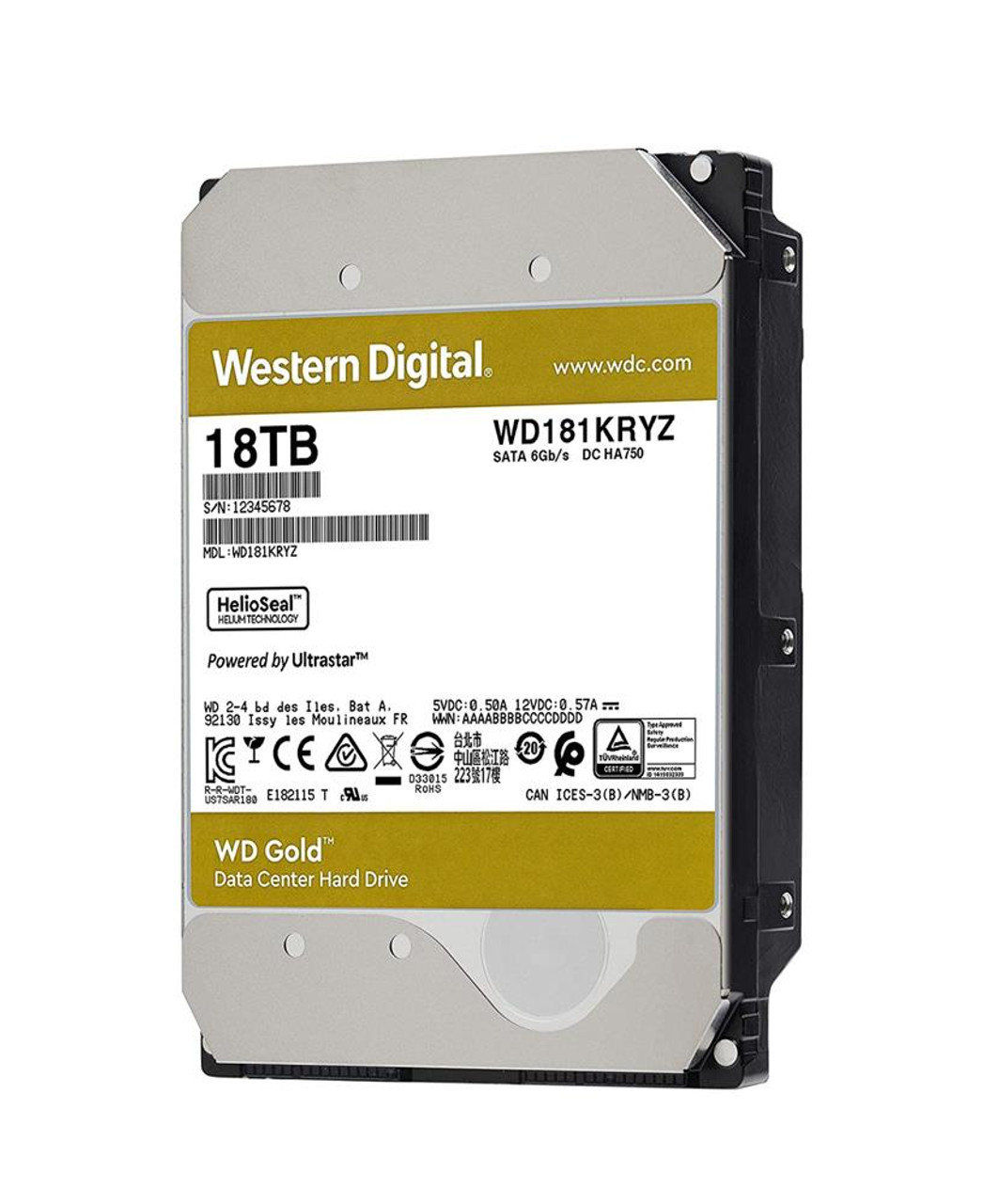 WD181KRYZ Western Digital Gold 18TB 7200RPM SATA 6Gbps 256MB Cache