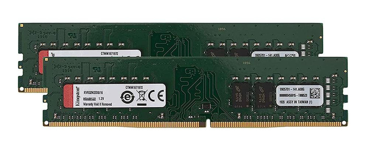 KVR32N22D8/16-B2 Kingston 16GB PC4-25600 DDR4-3200MHz non-ECC Unbuffered  CL22 288-Pin DIMM 1.2V Dual Rank Memory Module