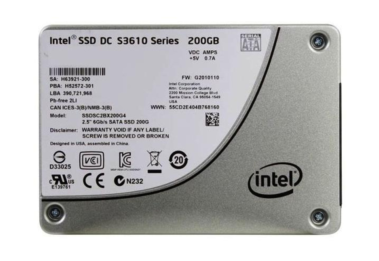 Lily kok Begå underslæb SSDSC2BX200G4 Intel DC S3610 Series 200GB MLC SATA 6Gbps High Endurance  (AES-256 / PLP) 2.5-inch