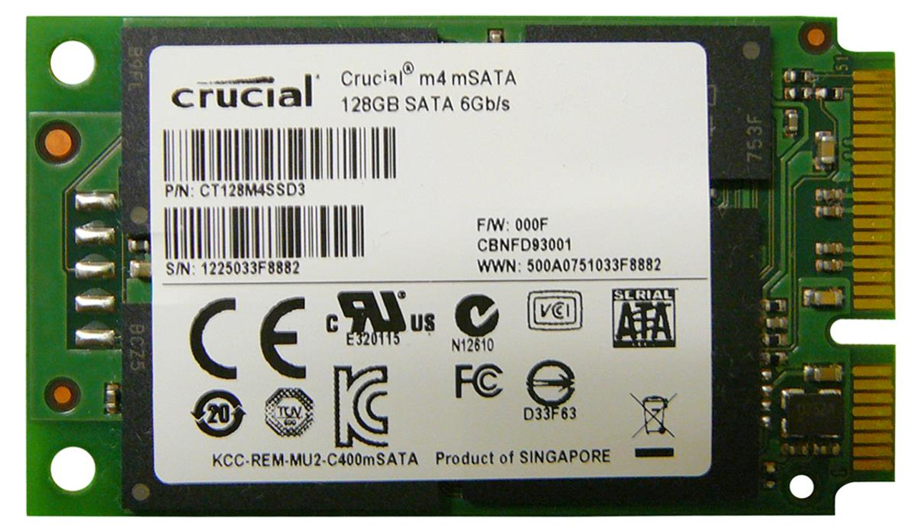 CT128M4SSD3-A1 Crucial M4 Series 128GB MLC SATA 6Gbps mSATA Internal Solid State Drive (SSD)