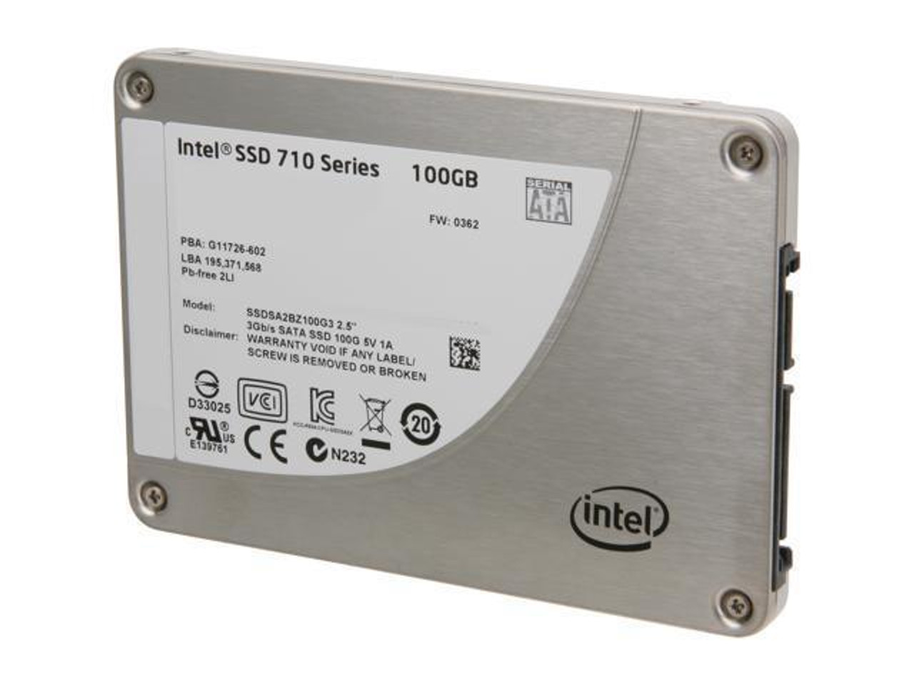 SSDSA2BZ100G301 Intel 710 Series 100GB MLC SATA 3Gbps High