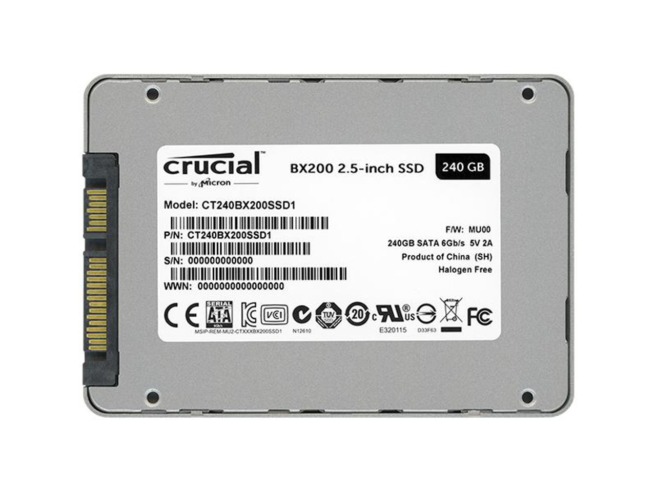 CT240BX200SSD1 Crucial BX200 Series 240GB TLC SATA 6Gbps 2.5-inch Internal Solid State Drive (SSD)