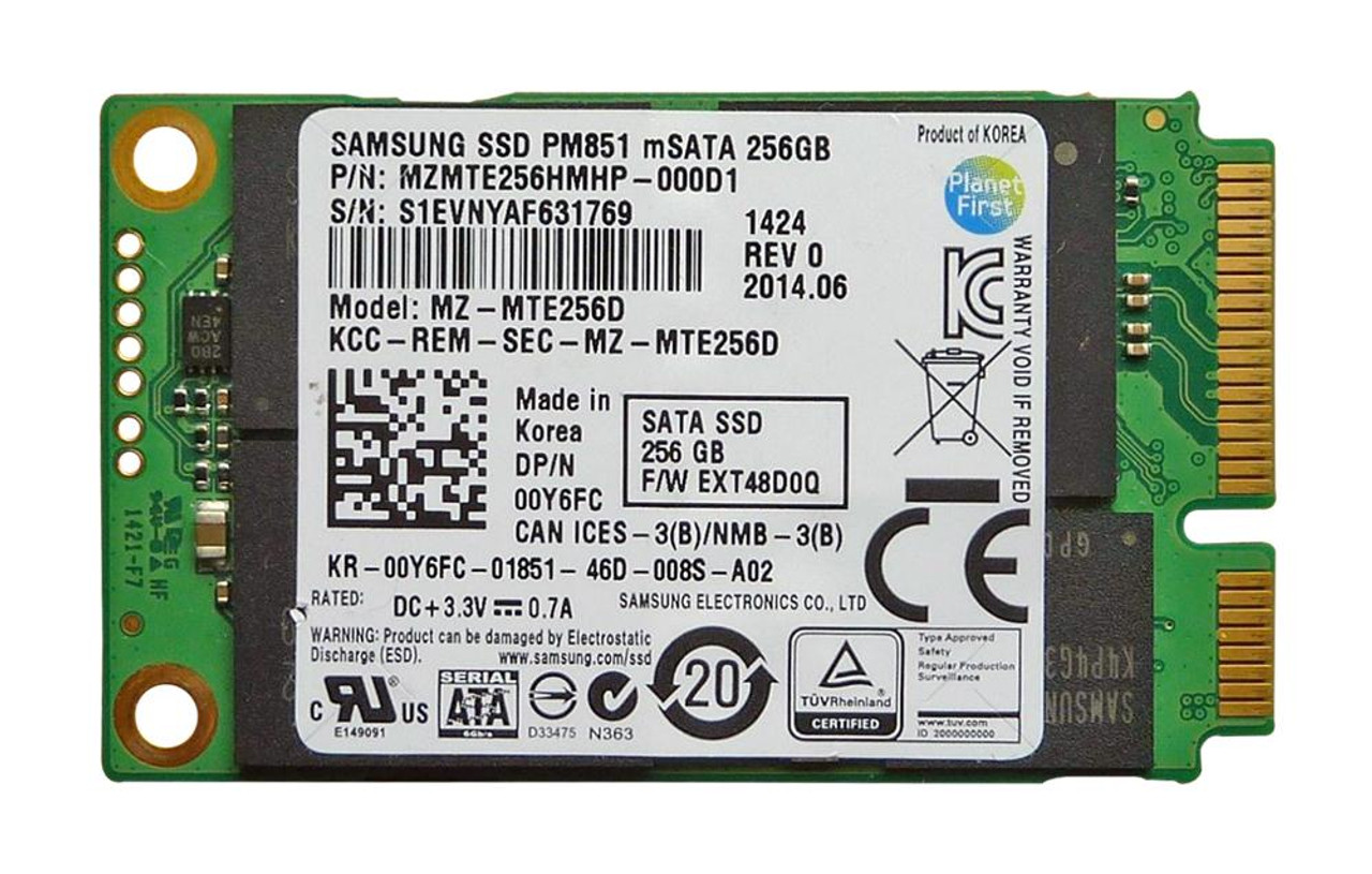 blomst Modtager Borger MZ-MTE256D Samsung PM851 Series 256GB TLC SATA 6Gbps (AES-256) mSATA  Internal Solid State Drive (