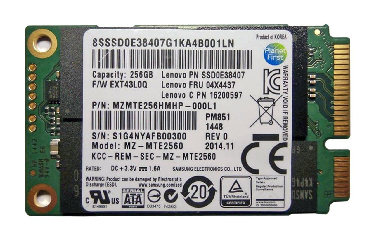 MZMTE256HMHP000L1 Samsung PM851 Series 256GB TLC SATA 6Gbps (AES-256) mSATA Internal Solid State Drive (SSD)