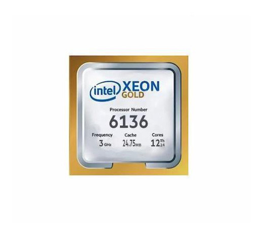 Gold 6136 Intel Xeon Gold 12-Core 3.00GHz 10.40GT/s UPI 24.75MB L3 Cache Socket LGA3647 Processor Gold
