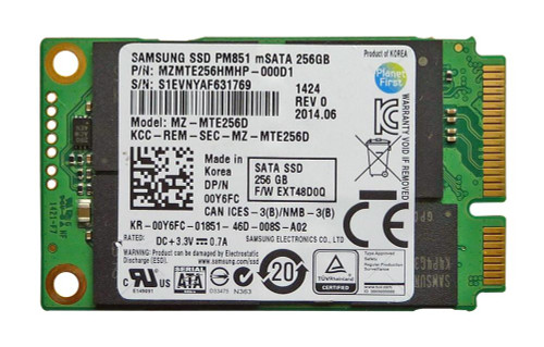 MZMTE256HMHP000D1 Samsung PM851 Series 256GB TLC SATA 6Gbps (AES-256) mSATA Internal Solid State Drive (SSD)