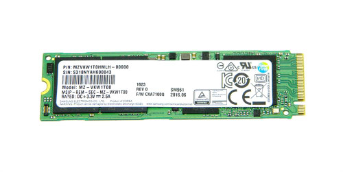 MZVLW1T0HMLH-00000 Samsung PM961 Series 1TB TLC PCI Express 3.0 x4 NVMe M.2 2280 Internal Solid State Drive (SSD)