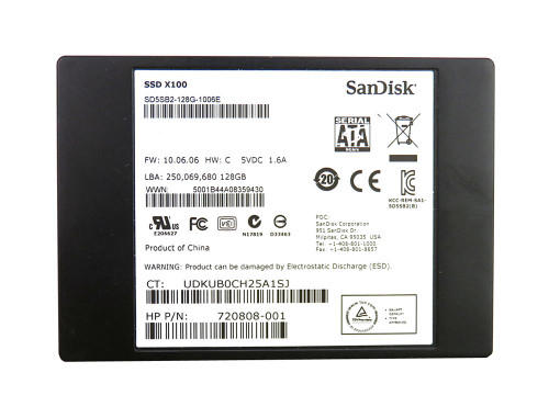 SD5SB2-128G-1006E SanDisk X100 128GB MLC SATA 6Gbps 2.5-inch Internal Solid State Drive (SSD)