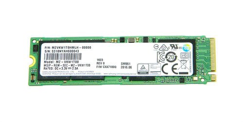 MZVLW1T0HMLH Samsung PM961 Series 1TB TLC PCI Express 3.0 x4 NVMe M.2 2280 Internal Solid State Drive (SSD)