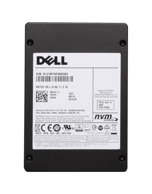 400-AERZ Dell 800GB MLC PCI Express 3.0 x4 Hot Swap U.2 2.5-inch Internal Solid State Drive (SSD)