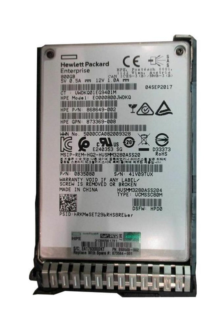 P09100-K21 HPE 800GB SAS 12Gbps Write Intensive 2.5-inch Internal Solid State Drive (SSD) with Smart Carrier
