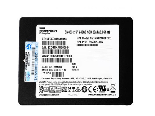 MZ7KM2400 HP 240GB SATA 6Gbps Mixed Use 2.5-inch Internal Solid State Drive (SSD) with Smart Carrier