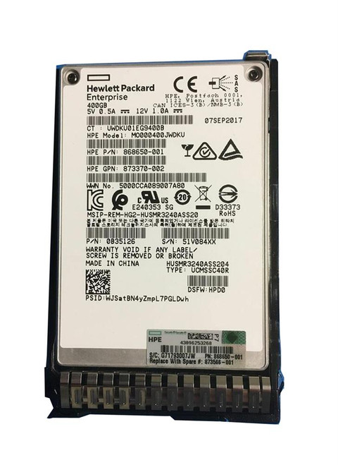 P09088-K21#0D1 HPE 400GB SAS 12Gbps Mixed Use 2.5-inch Internal Solid State Drive (SSD) with Smart Carrier