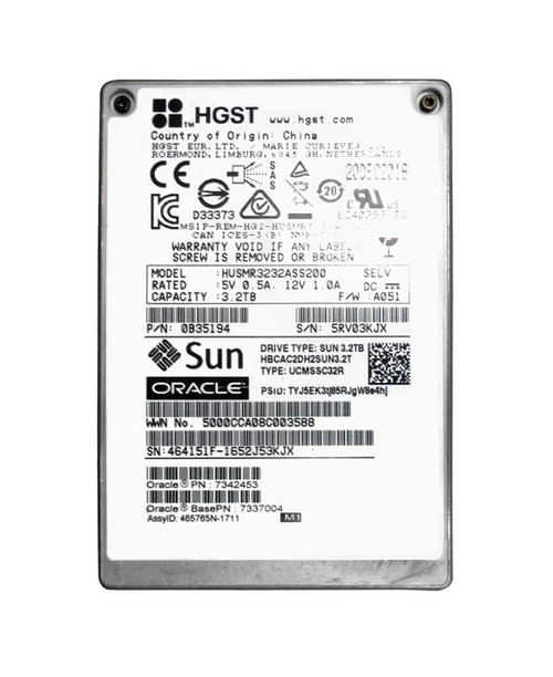 7337004 Sun Oracle 3.2TB MLC SAS 12Gbps 2.5-inch Internal Solid State Drive (SSD)