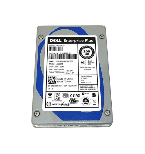 TGR8K Dell Enterprise Plus 200GB MLC SAS 6Gbps 2.5-inch Internal Solid State Drive (SSD)
