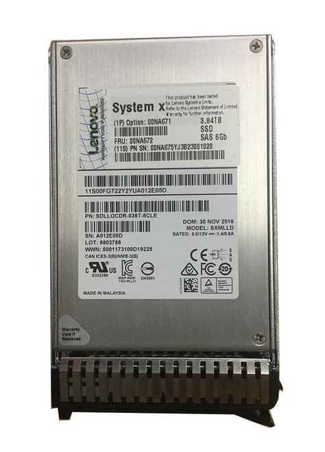 00NA671 Lenovo 3.84TB MLC SAS 6Gbps Hot Swap Enterprise 2.5-inch Internal Solid State Drive (SSD) for System x3550 M5